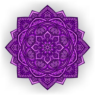 mor çiçekli yuvarlak süsleme beyaz arka plan