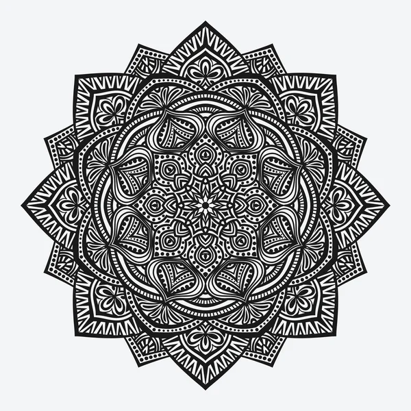 Adorno de mandala. patrón monocromo circular — Archivo Imágenes Vectoriales