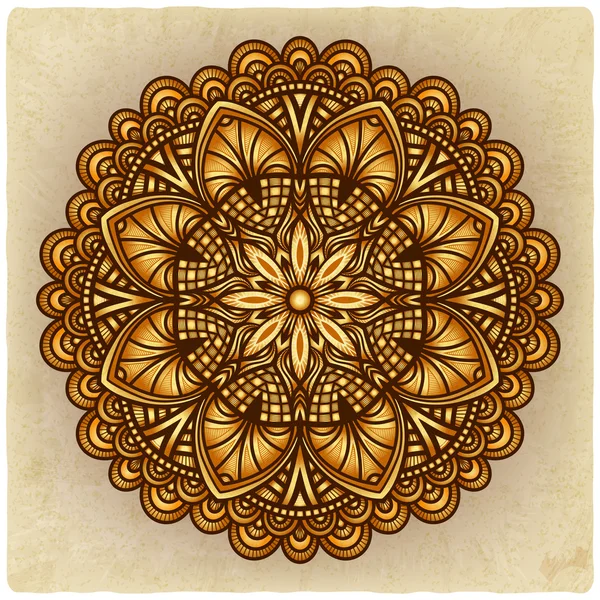 Golden floral ornament. circular pattern old background — Stock Vector