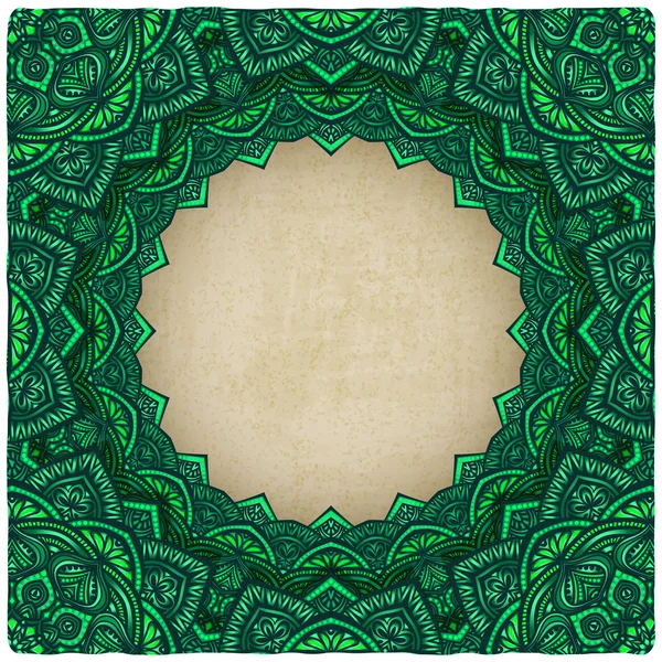 Green frame floral ornament old background — Stock Vector