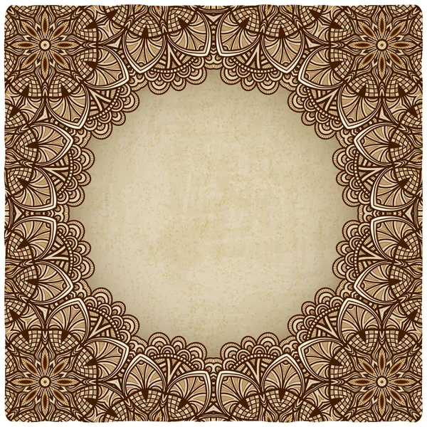 Bruin frame floral sieraad oude achtergrond — Stockvector