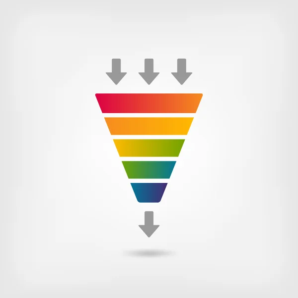 Regenboog kleur marketing trechter — Stockvector
