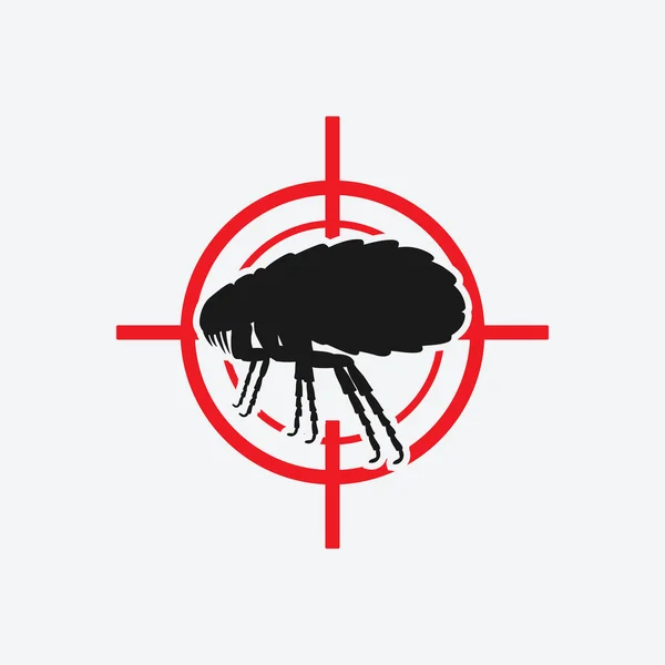 Flea icon red target — Stock Vector