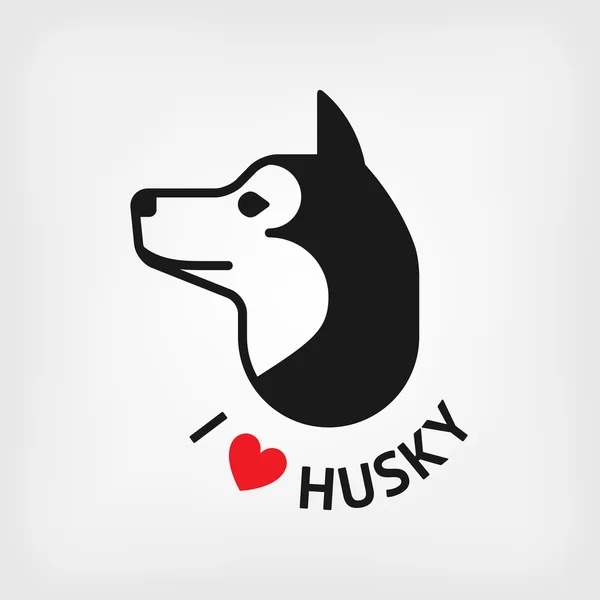 ハスキーが大好きです。犬の頭。t シャツ デザイン — ストックベクタ