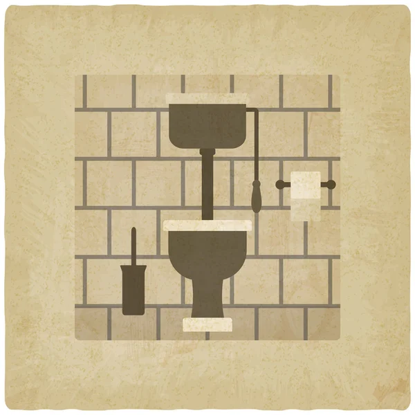 Intérieur avec réservoir élevé cuvette de toilette vieux fond — Image vectorielle