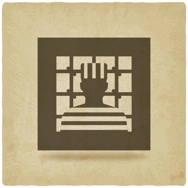Prisionero en la cárcel. símbolo de justicia viejo fondo — Vector de stock
