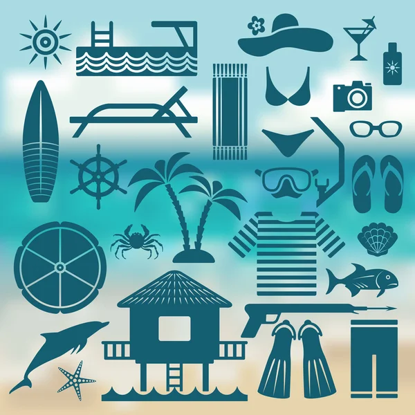 Seaside holiday icon set — Stock Vector