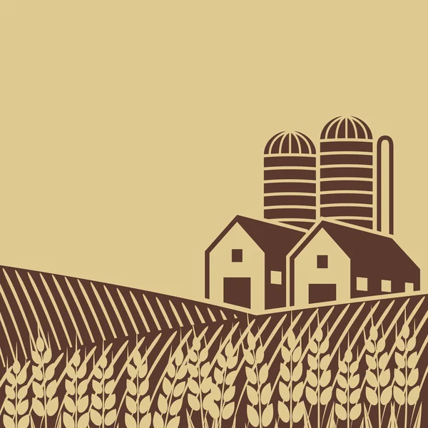 Farm in field — Stock Vector