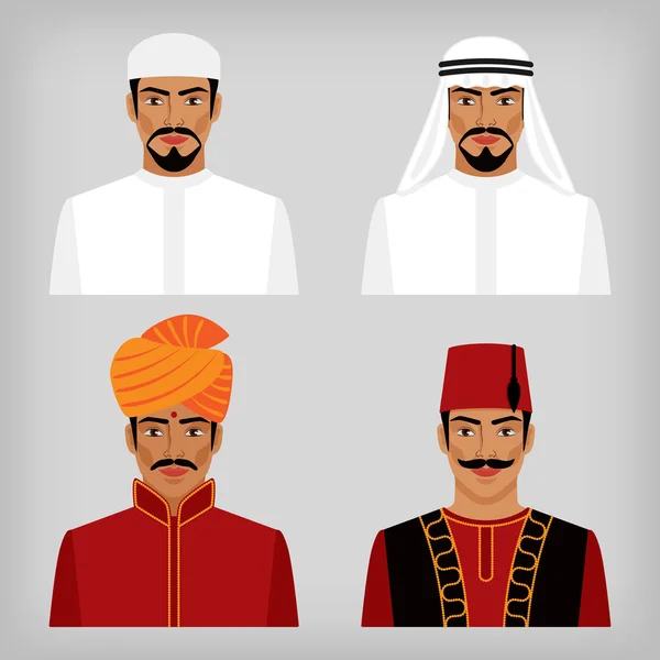 Eastern men in traditional clothes — Stock Vector