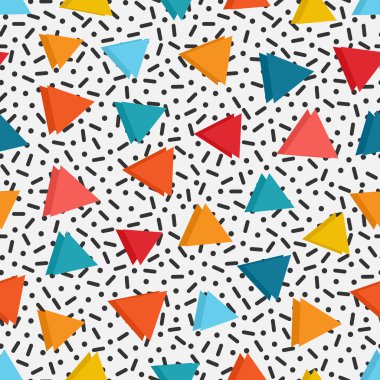 parlak renkli üçgen siyah çizgiler ve noktalar ile beyaz arka plan