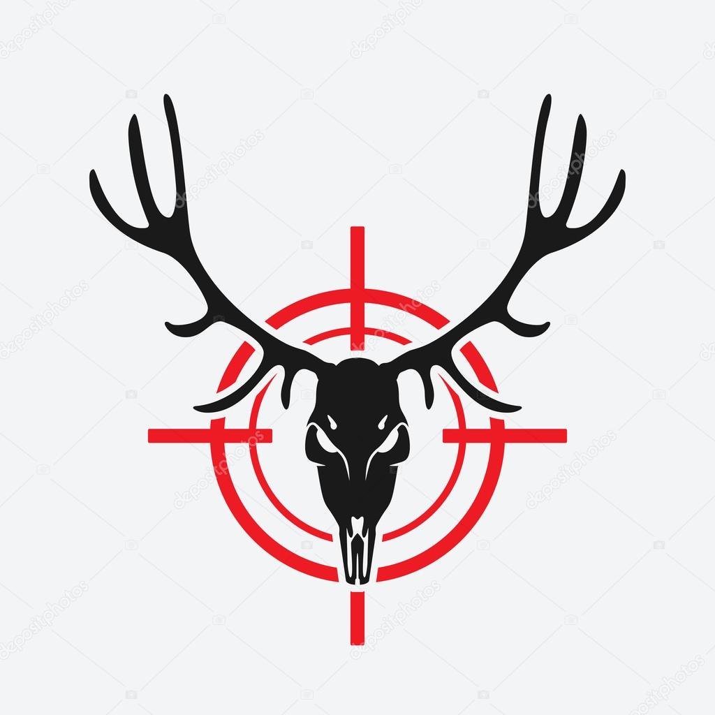 deer skull on red target