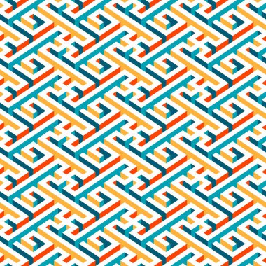 Çoklu renkli geometrik labirent dikişsiz desen