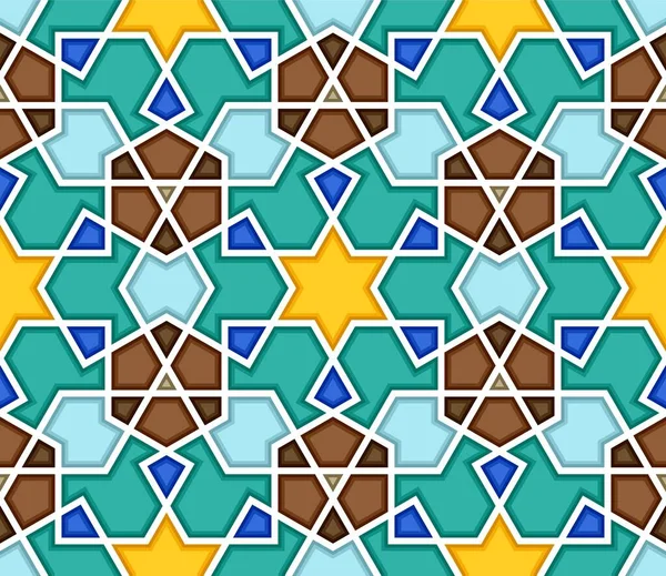 Traditional geometric colorful arabic islamic seamless pattern — Stock Vector