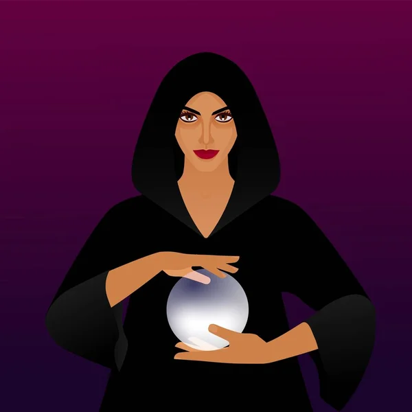 Fortune teller met magische bal — Stockvector