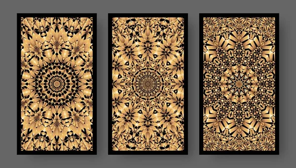 Tarot Karten Rücken Set mit goldenem Muster — Stockvektor
