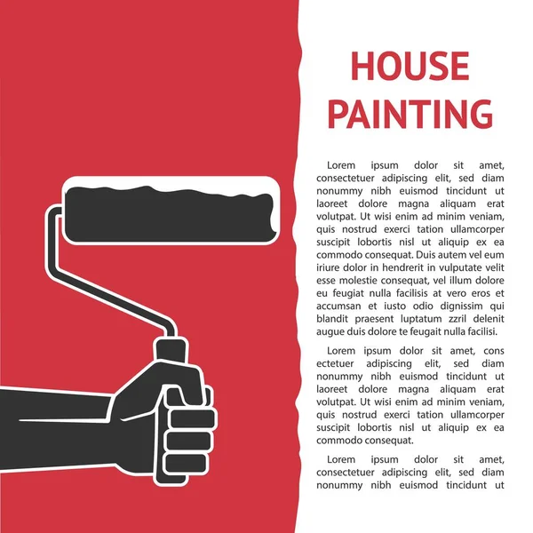 Dipinto case. Mano con rullo di vernice — Vettoriale Stock