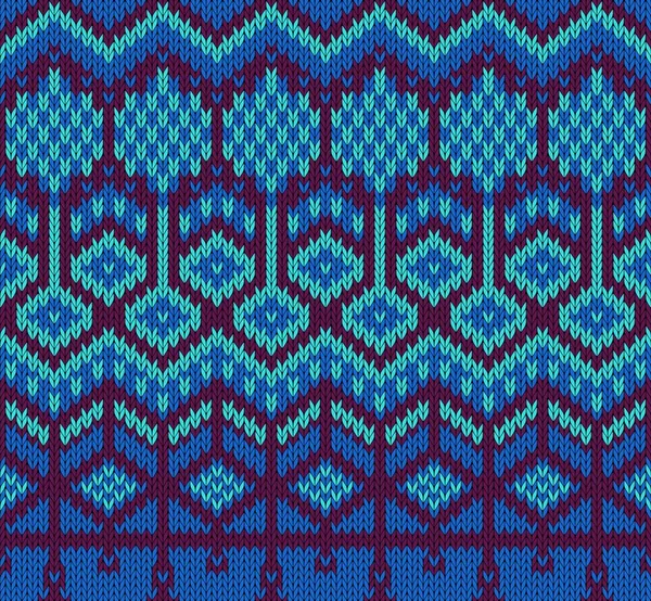 Pull tricoté motif sans couture dans des couleurs bleues — Image vectorielle