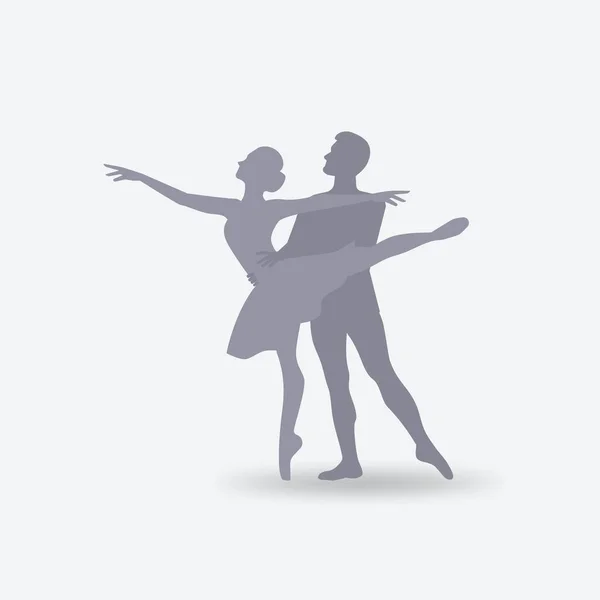 Siluetas Pareja Bailarines Ballet Clásicos Ilustración Vectorial — Vector de stock