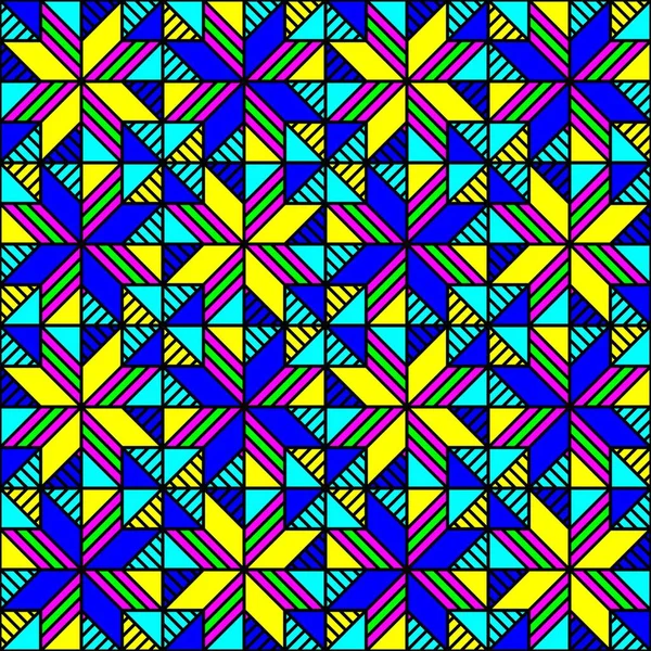 Patchwork brillante patrón geométrico inconsútil colorido — Vector de stock