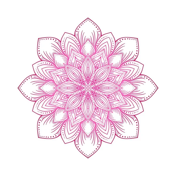 Rosa padrão de flor de mandala de lótus circular — Vetor de Stock
