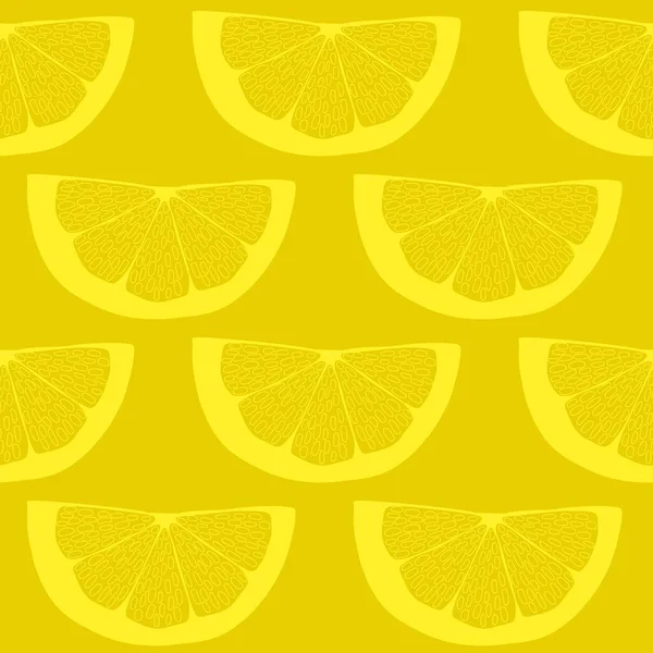 Citronskivor på gul bakgrund sömlös mönster — Stock vektor