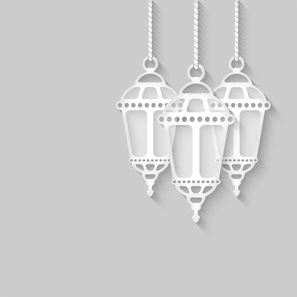 Lanternes en papier sur fond gris — Image vectorielle
