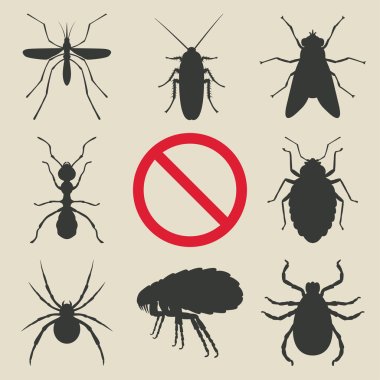silhouette insects set clipart