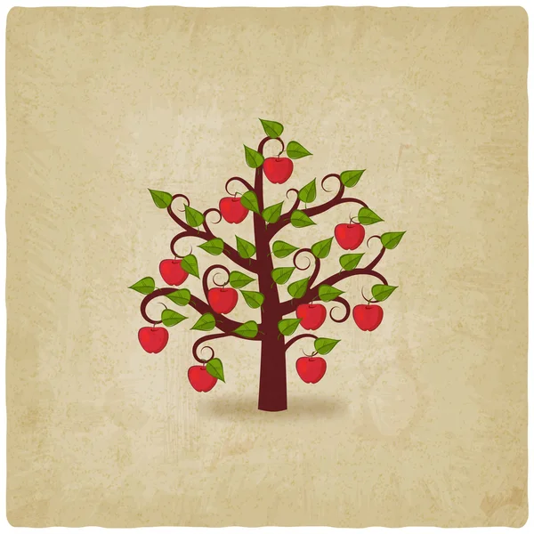 Apple tree old background — Stock Vector