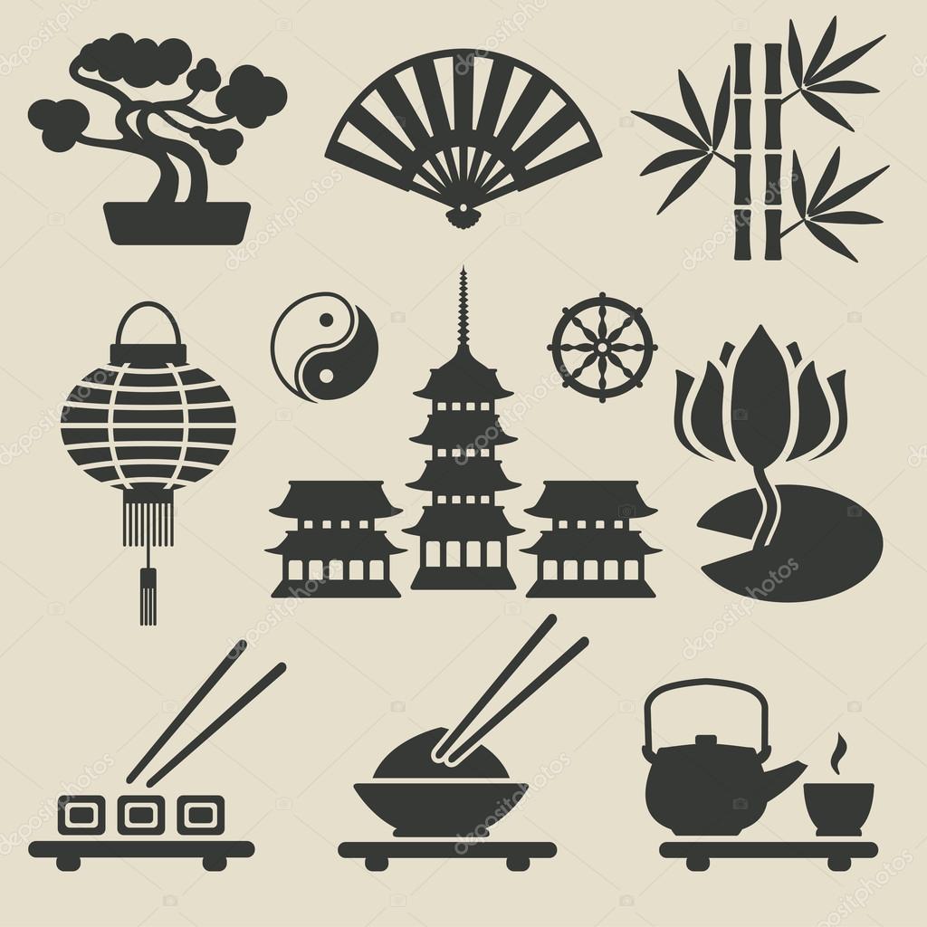 Asian icons set - vector illustration. eps 8