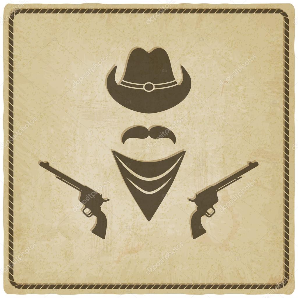Cowboy hat and gun old background - vector illustration. eps 10