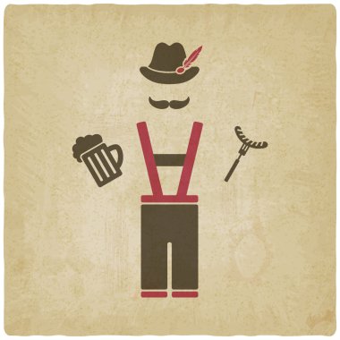 Oktoberfest man with beer mug and sausage clipart