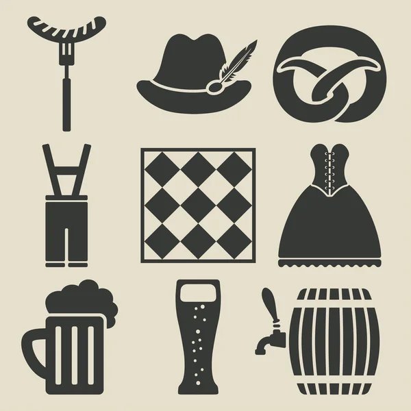 Conjunto de iconos del festival de cerveza Oktoberfest — Vector de stock