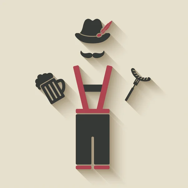 Октоберфест людина з кухля пива і ковбаса Ліцензійні Стокові Ілюстрації