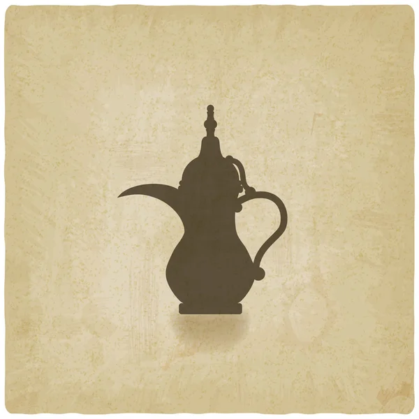 Arabische koffie pot oude achtergrond — Stockvector