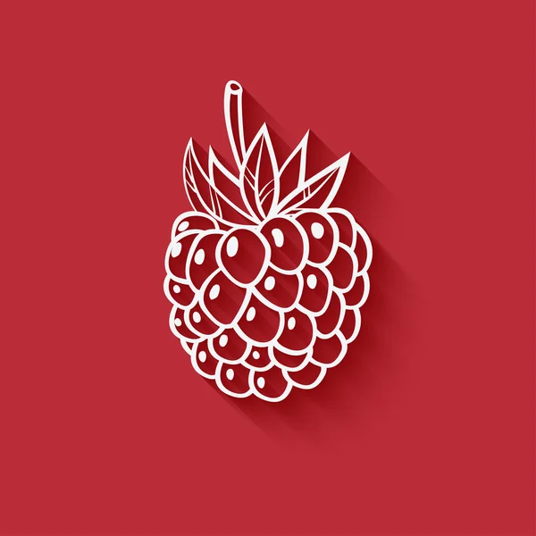 Raspberry on red background — Stock Vector