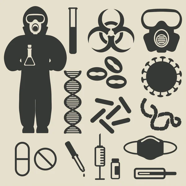 Epidemic protection and medical icons set — Stock Vector