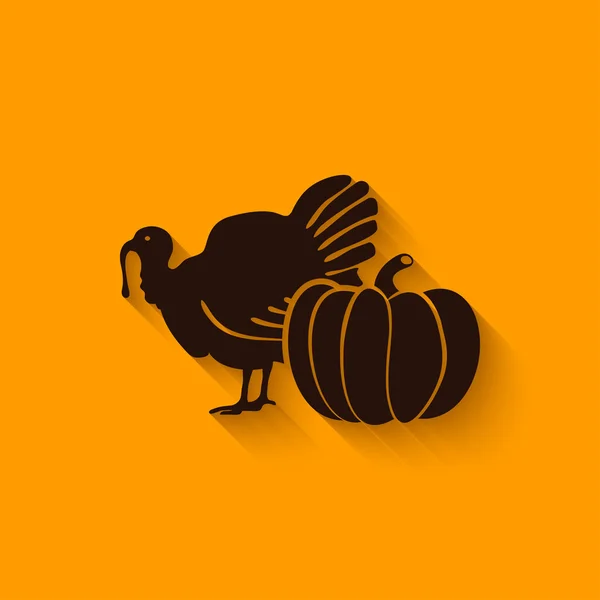 Thanksgiving symbolen. Turkije en pompoen — Stockvector