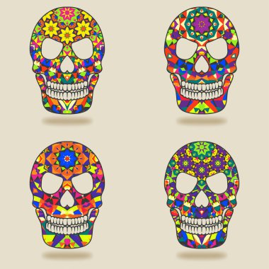 Kafatası kaleydoskop desenli