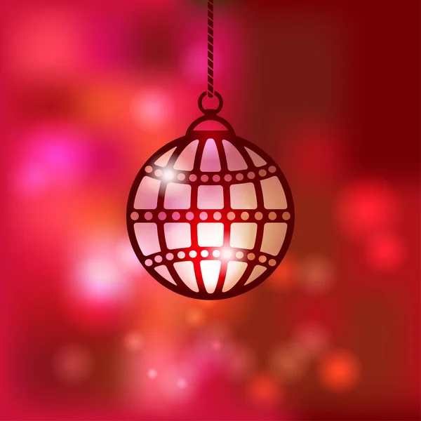 Christmas ball on red blurred background — Stock Vector