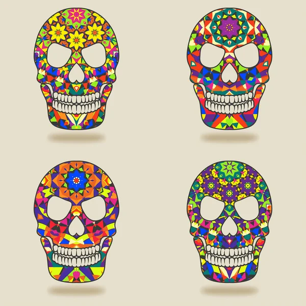 Calavera con patrón caleidoscópico — Vector de stock