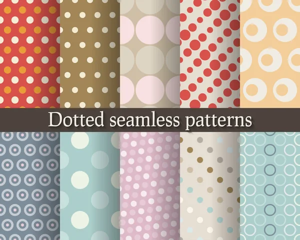 Dotted seamless patterns set — Stock Vector