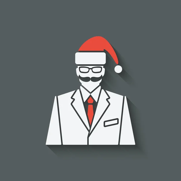 Biznesmen w kapelusz Śnięty Mikołaj — Wektor stockowy