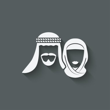 Muslim man and woman old background clipart