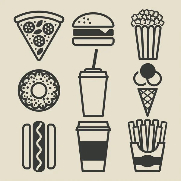 Fast Food Pictogrammen ingesteld — Stockvector
