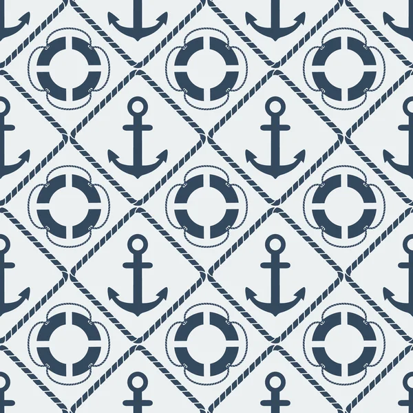 Anchors lifebuoy seamless pattern — Stock Vector