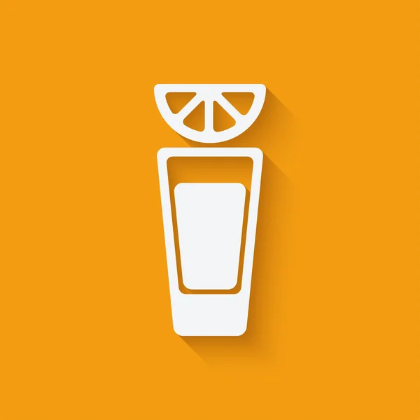 Tequila avec tranche de citron vert — Image vectorielle