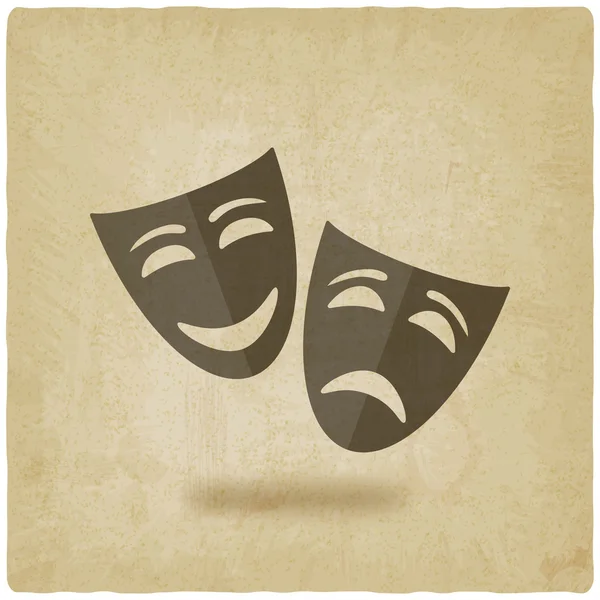 Comedy and tragedy masks old background — Stock Vector