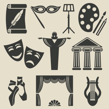 Sanat tiyatro Icons set