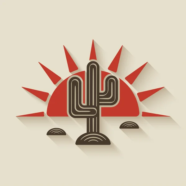 Cactus del desierto al atardecer — Vector de stock