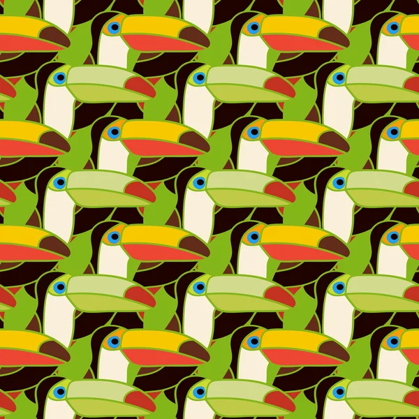 オオハシ鳥カラフルなシームレス パターン — ストックベクタ